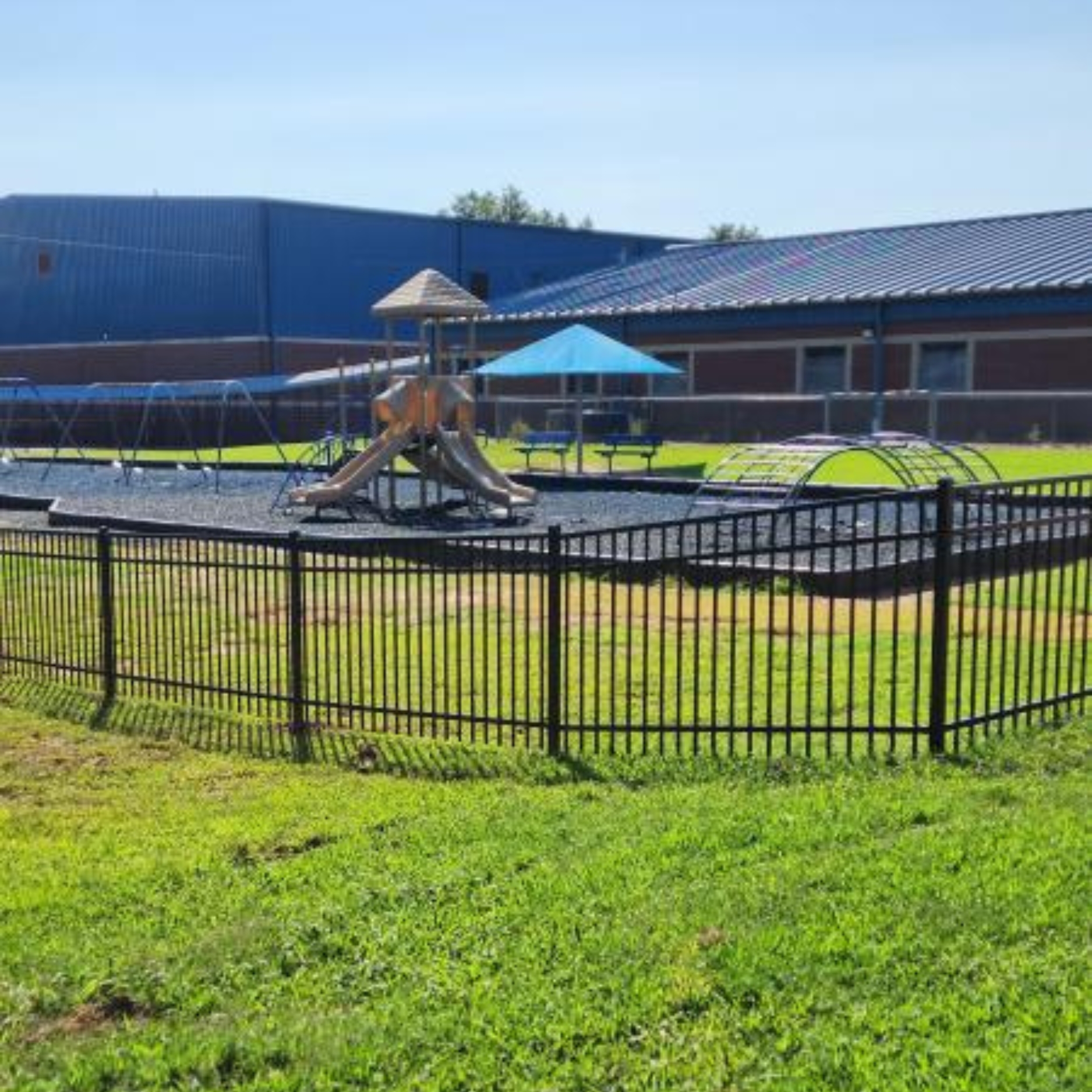 metal steel fence around school playground