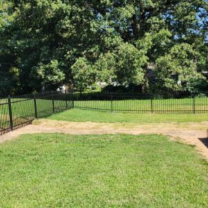 open area with steel metal fence